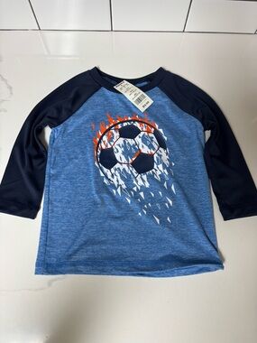 Kohl's Med Blue Toddler Soccer Graphic Tee with Navy Trim